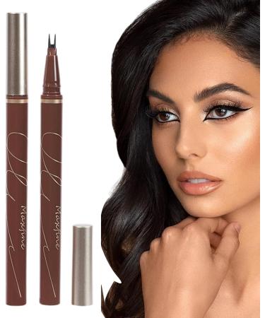 Double Tip Eyelash Pencil Liquid Eyeliner Pencil with Extremely Fine Tip Three Colours Choices Eyeliner Pencil for Makeup Beginners Liquid Pencil with Bifurcated Brush Head Rowces Brown Coffee - Buy Online on GoSupps.com