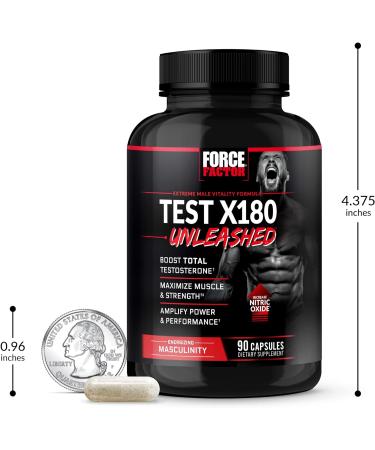 FORCE FACTOR Test X180 Unleashed - Top Testosterone Booster for Muscle Strength & Performance | 90 Capsules - Buy Online on GoSupps.com