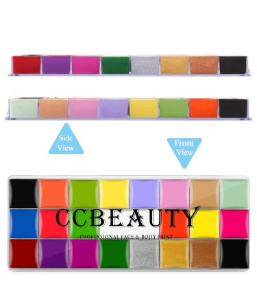 Ccbeauty Professional Body Painting Colors - Non-Toxic Face Paint Palette with 22 Oil-Based Colors & 10 Brushes for Halloween & Theater Art - Buy Online on GoSupps.com