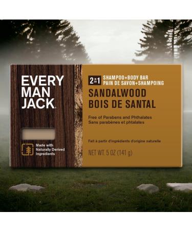 EVERY MAN JACK Sandalwood 2 in 1 Shampoo and Body Bar 5 OZ | Nourishing Hair & Skin Care for Men | International Shipping Available - Buy Online on GoSupps.com