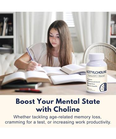 Liovsiso Acetylcholine Supplements Alpha GPC 600mg & Bacopa More Effective Than Choline Alone Supports Memory Focus & Brain Health 90 Capsules - Buy Online on GoSupps.com