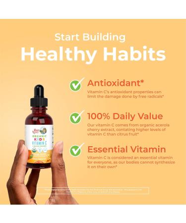 MaryRuth Organics USDA Kids Vitamin C Drops | Vegan Immune Support Supplement for Ages 4-13 | Immune Support & Overall Health | Vitamin C from Organic Acerola Fruit Extract | 2oz - Buy Online on GoSupps.com