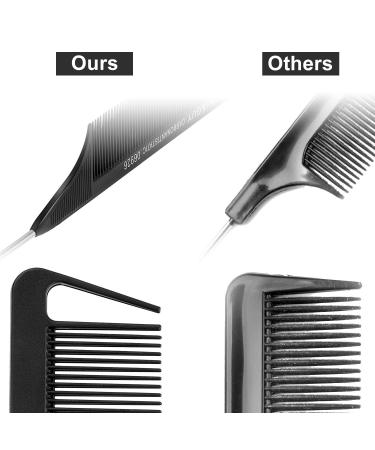12-Piece Carbon Fiber and Stainless Steel Hair Parting Comb Set for Braids and Styling - Black - Buy Online on GoSupps.com