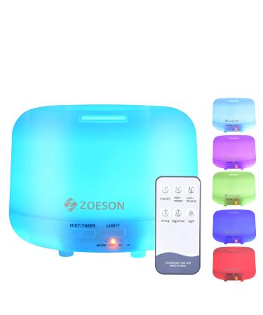 Zoeson diffuser aromatherapy aroma diffuser with 7 colors LED BPA-free for essential oils humidifier ultrasound for bedrooms (500ml)