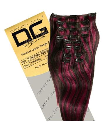 Dreamgirl 14 inch Colour 1B/BUR Clip On Hair Extensions