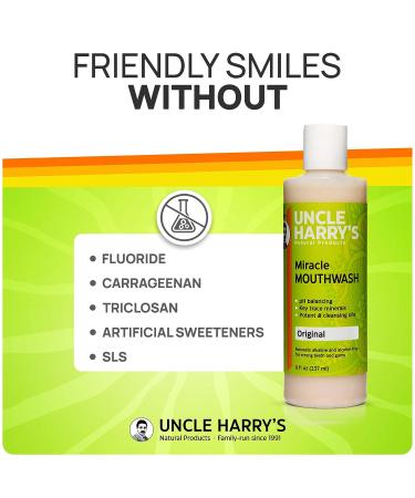 Uncle Harry's Natural Alkalizing Miracle Mouthwash - pH Balanced Oral Care for Bad Breath - 8 fl oz - Buy Online on GoSupps.com