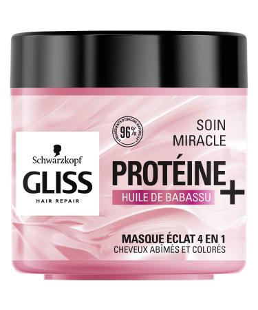 Schwarzkopf - Gliss - Miracle Radiance Treatment Mask 4 in 1 - Damaged and colored hair - Hair care - 96% ingredients of natural origin - 400ml jar