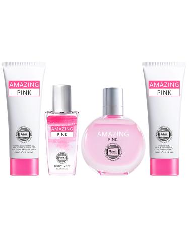 HyBrid & Company Amazing Pink 4Pcs Gift Set For Women 50ml-Perfume&50ml-Mist&50ml-Bodylotion&50ml-Shower Gel Choice Chilanel - Buy Online on GoSupps.com