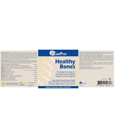 CanPrev Healthy Bones 120 V-Caps 40-Day Supply - Chelated Cal-Mag 2:1 with D3 K2 and Essential Trace Minerals for Bone Health - Includes Zinc Bisglycinate Boron Manganese - Support Bones and Teeth 120 count (Pack of 1) - Buy Online on GoSupps.com