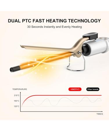 AIMERVO 9MM Curling Wand: Afro Tight Curls 3/8 Inch Thin Curling Iron with LCD Display | 11 Heat Settings 110-210 C | Tourmaline Ceramic Barrel | 30-Second Heat-Up | For all Hair Types - Buy Online on GoSupps.com
