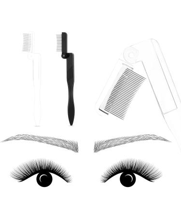 Sibba Folding Eyelash Comb 2PCS - Metal Teeth Separator Curler Steel Mascara Brush Grooming Tools for Eyelashes & Eyebrows - Black & Transparent - Buy Online on GoSupps.com