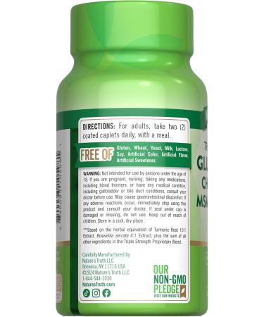 Nature's Truth Glucosamine Chondroitin MSM Complex | 60 Caplets | with Turmeric | Triple Strength Formula | Non-GMO and Gluten Free Supplement - Buy Online on GoSupps.com