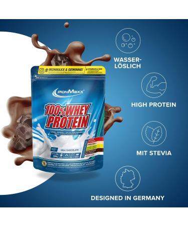 Buy Ironmaxx 100% Whey Protein Powder - Milk Chocolate 500g | Low Sugar Water-Soluble Whey Protein | Available in Multiple Flavors - International Shipping - Buy Online on GoSupps.com