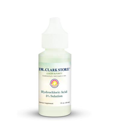 Dr. Clark Hydrochloric Acid Drops - Digestive Health Hydrochloric Acid 5% Solution Maintain Stomach Acidity for Better Absorption and Assimilation 1 Fl. Oz (30 ml)