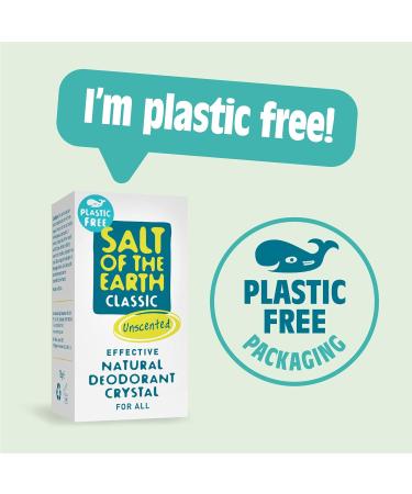 Salt of the Earth - Natural Crystal Deodorant- Plastic Free Fragrance Free Vegan Leaping Bunny Approved - 100% Natural Origin Ingredients - Suitable for Women Men and Kids - Unscented - 75g Plastic Free 75 g (Pack of 1) - Buy Online on GoSupps.com