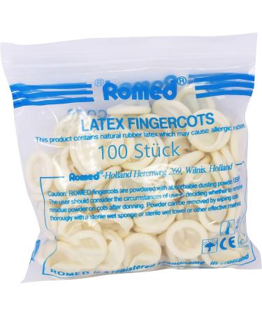 Romed Powdered Latex Finger Cots - Size M (100 Pieces) | Perfect for Hygiene & Dexterity | Shop Internationally - Buy Online on GoSupps.com
