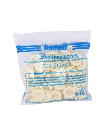 Romed finger cots made of latex powdered 100 pieces (size L) L (100 pieces)