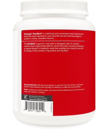 Ketologic Keto Meal Replacement Shake Powder for Optimal Results + MCT Oil + Grass-Fed Whey - Perfectly Formulated Macros for Ketosis - 20 Servings - Vanilla - Buy Online on GoSupps.com