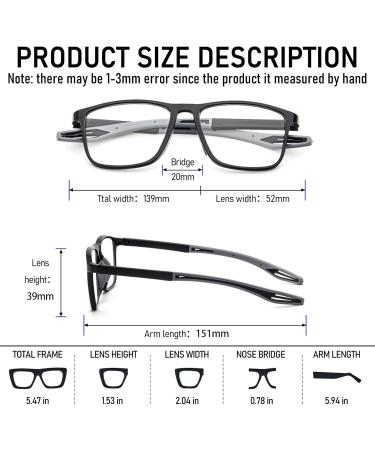 MMOWW 3-Pack Reading Glasses for Men & Women - Sporty Anti-Blue Ultra Light TR90 Frame Computer Glasses - Work & Reading Aid - 2.0X Magnification - 3 Mixed Colors - Buy Online on GoSupps.com