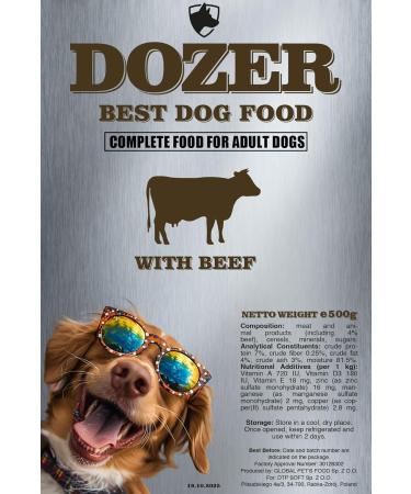 DOZER Adult Dog Food | Complete Food with Different Types of Meat (500 g) | Natural and Nutritious | Wet Dog Food (x 10 Beef) - Buy Online on GoSupps.com