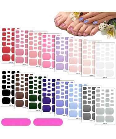352 Pieces 16 Sheets Toenail Polish Stickers Adhesive Toe Nail Wraps Full Toe Nail Wraps Toenail Polish Strips DIY Toe Nails Manicure Decal with 2 Pieces Nail Files for Girls (Chic Color) - Buy Online on GoSupps.com