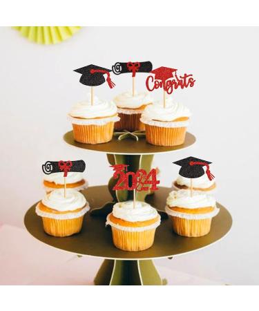 Cyodoos 2023 Graduation Cupcake Toppers 2023 Graduation Cap Diploma Congrats Cupcake Picks 2023 Graduation Congratulation Theme Party Cake Decorations Supplies - Red Black Glitter Um-20-410-fp2 - Buy Online on GoSupps.com