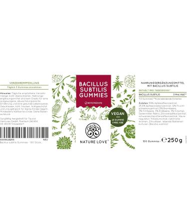 Nature Love Bacillus Subtilis - 100 Vegan Microbial Capsules - 2023's Top Choice - 96.5% Natural Fruit Juice Concentrate - 3 Billion KBE Daily Dose - Lab Tested Quality - Buy Online on GoSupps.com