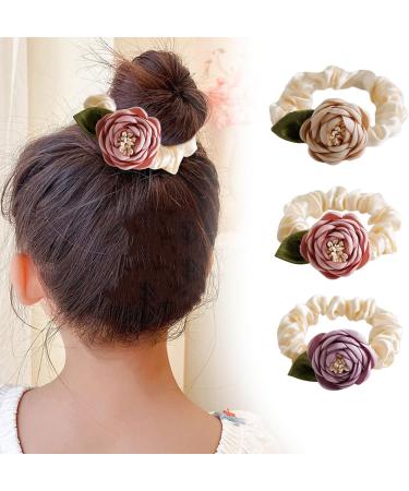 amangul Vintage Flower Hair Scrunchies Thick Updo Oversized Scrunchies Elegant -Hair Rope Scrunchy Women Ponytail Holder(Orange) - Buy Online on GoSupps.com