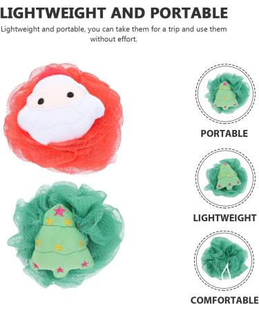 Lurrose Christmas Bath Sponge Soft: 2 Pieces Santa Claus Xmas Tree Design Shower Loofahs Pouf Ball Holiday Shower Essential Bag Fillers Party Favors Supplies 18x12.5cm Assorted Color - Buy Online on GoSupps.com