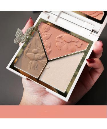 Highlighter & Contour & Blush 3 in 1 Makeup Palette Matte Shimmer Glow Illuminator Powder Perfect For Face Highlight  Contour Bronzer Shape Silky Brillliant Compact Make-up
