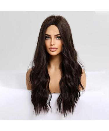 HAIRCUBE Long Brown Synthetic Curly Hair Wig for Women - Middle Part Medium Brown - Buy Online on GoSupps.com