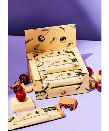 Koro - Bio Cashwriegel Sauer Kirsche 12 x 50 g - For the small hunger in between - organic quality - white glaze - vegan - gluten -free cashew sour cherry - Buy Online on GoSupps.com