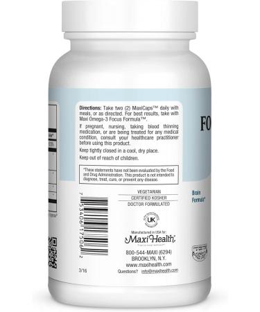 Focusmax Nootropic Brain Supplement for Memory Focus & Mood Support Methylated B12 Ginkgo Biloba Phosphatidylserine Acetyl-L-Carnitine Mental Clarity & Energy 60 Vegetarian Capsules - Buy Online on GoSupps.com