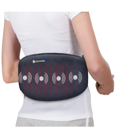 Comfier Heating Pad for Back Pain - Heat Belly Wrap Belt with Vibration Massage, Fast Heating Pads with Auto Shut Off, for Lumbar, Abdominal, Leg Cramps Arthritic Pain Relief, Gifts for Men Dad Black
