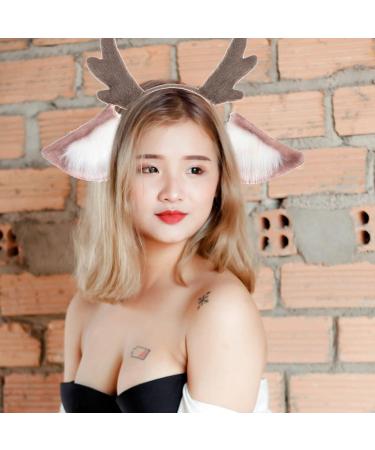Lurrose Womens Headbands Deer Antlers Headband Hair Hoop: Reindeer Fawn Costume Headband with Ears Animal Ear Headdress Forest Woodland Animal Headpiece Jungle Animals - Buy Online on GoSupps.com