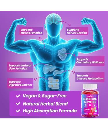 Berberine Gummies 1500mg High Potency Berberine Supplement with Ceylon Cinnamon and Milk Thistle Supports Glucose Metabolism & Natural Liver Function Vegan Sugar-Free Non-GMO 60 Count - Buy Online on GoSupps.com