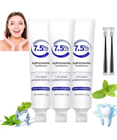 Hydroxyapatite Toothpaste, Enamel Protection and Teeth Strengthening, Sensitive Teeth Care, Daily Protection, Mild Mint (3 pcs)