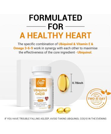 Ubiquinol CoQ10 600mg Softgels - Active Form of CoQ10 Plus Vitamin E & Omega 3 6 9 - Advanced Antioxidant Coenzyme Q10 Supplement for Heart & Brain (180 Count) - Buy Online on GoSupps.com