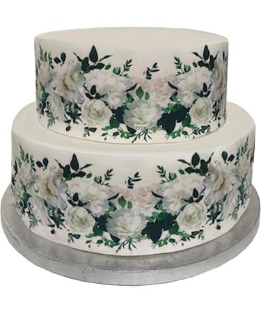 A4 Edible Decor Icing Sheet PEONY ROSE WEDDING Border Edible Cake Topper Decoration - Buy Online on GoSupps.com