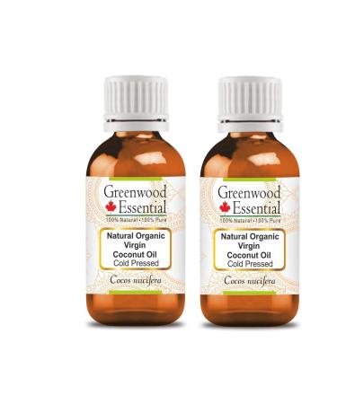 Greenwood essential natural organic virgin coconut oil (cocos nucifera) natural therapeutic quality cold -pressed (pack of Two) 100ml x 2 (6.76 oz)