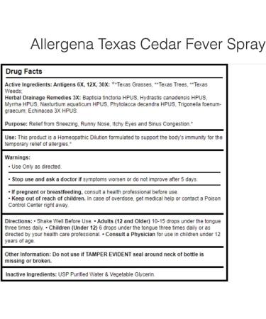PROGENA Allergena Cedar Fever Spray for Kids - Effective Allergy Relief | 1 FL Ounce | International Shipping Available - Buy Online on GoSupps.com
