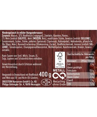 Buy DREISTERN Burgundy Goulash 400g - Authentic International Gourmet Meal for Quick Delivery - Buy Online on GoSupps.com