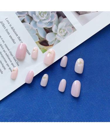 SINLOV Flower Oval False Nails Glossy Press on Nails French White Fake Nails Ballerina Acrylic Full Cover Fake Nails for Women and Girls - Buy Online on GoSupps.com