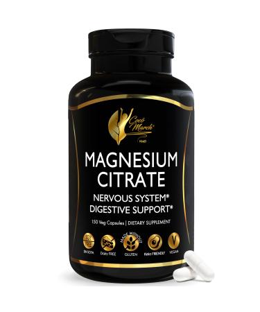 Coc March N.M.D Magnesium Citrate 500mg per Serving, Gluten Free, Supports Sleep, Digestive Health, Muscle Function & Relaxation, High Absorption, Non-GMO, 150 Capsules