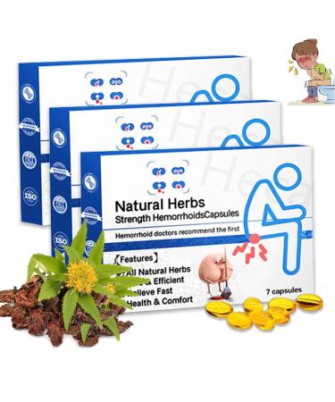 Heca Natural Herbal Strength Hemorrhoid Capsules 2023 Update Natural Hemorrhoid Relief Capsules Hemorrhoid Suppository Helps Relieve Itching Burning Pain or Discomfort Fast ( Color : 3Boxs(21pcs)
