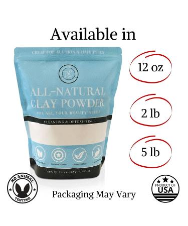 Kaolin White Clay 12 oz Powder - 100% Natural for DIY Spa Masks for Face, Body, and Hair - Buy Online on GoSupps.com