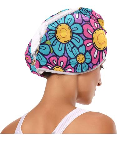 Colorful Hippie Flower Hair Towels 2 Pack | Super Absorbent Quick Dry Hair Turbans for Women & Girls - Buy Online on GoSupps.com