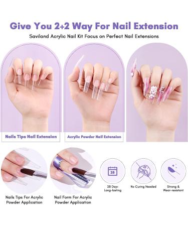 Saviland Acrylic Nail Kit - 3 Colors Powder & Liquid Set with Brushes, Drill, Top Gel, Nail Glue - Salon Quality DIY Acrylic Kit (03) - Buy Online on GoSupps.com