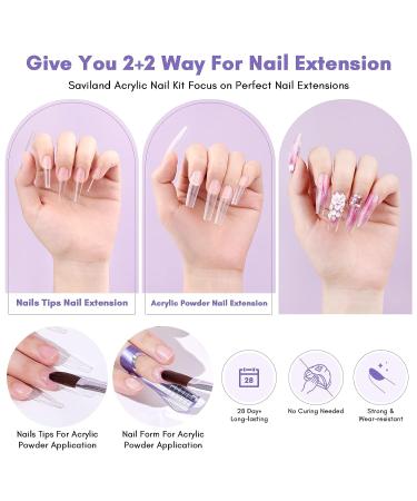Saviland Acrylic Nail Kit with Drill - Professional DIY Acrylic Powder Nails Set for Beginners - Includes Nail Tips, 3 Colors, Liquid, for Extension & Carving - Buy Online on GoSupps.com