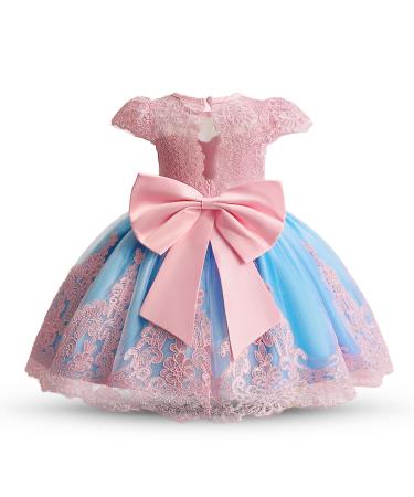 NNJXD Baby Girl Dress Tutu Birthday Party Gown 4-5 Years 2025 Pink&blue